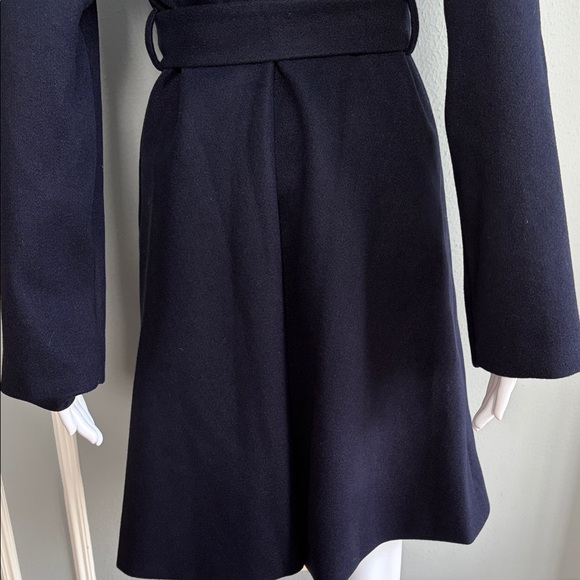 Kate Kasin Black Belted Wool-Blend Coat Jacket Size Medium - Picture 7 of 8